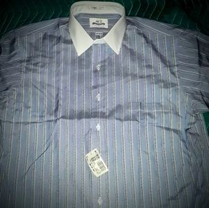 417 Shirts - VAN HEUSEN 417 BLUE&WHITE STRIPE DRESS SHIRT 16.5 417 Shirts - VAN HEUSEN 417 BLUE&WHITE STRIPE DRESS SHIRT 16.5